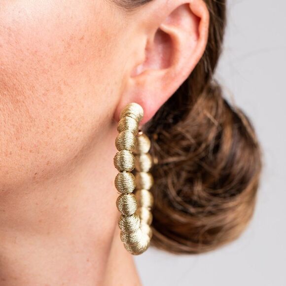 ✨ Thread-Wrapped Ball Hoop Earrings✨ - Picture 6 of 6